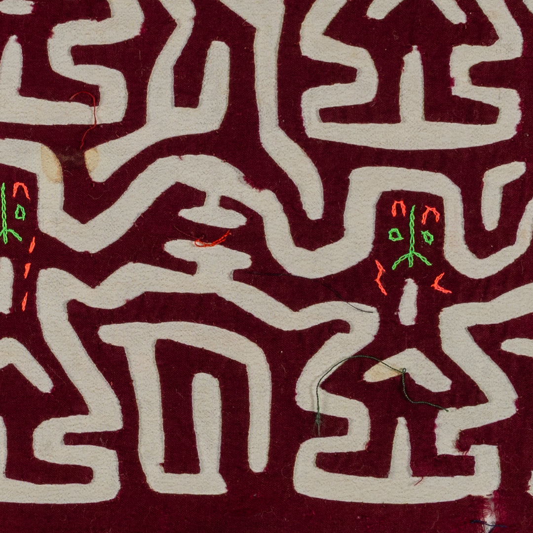Maroon And White Conga Dancers Mola