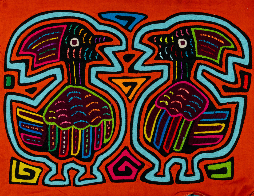 Orange And Turquoise Optical Illusion Bird Mola