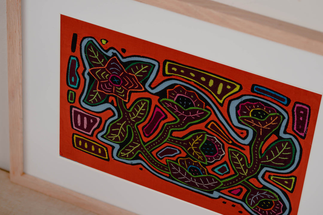 Orange And Blue Rainforest Floral Mola