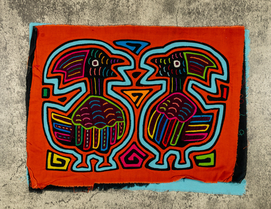 Orange And Turquoise Optical Illusion Bird Mola