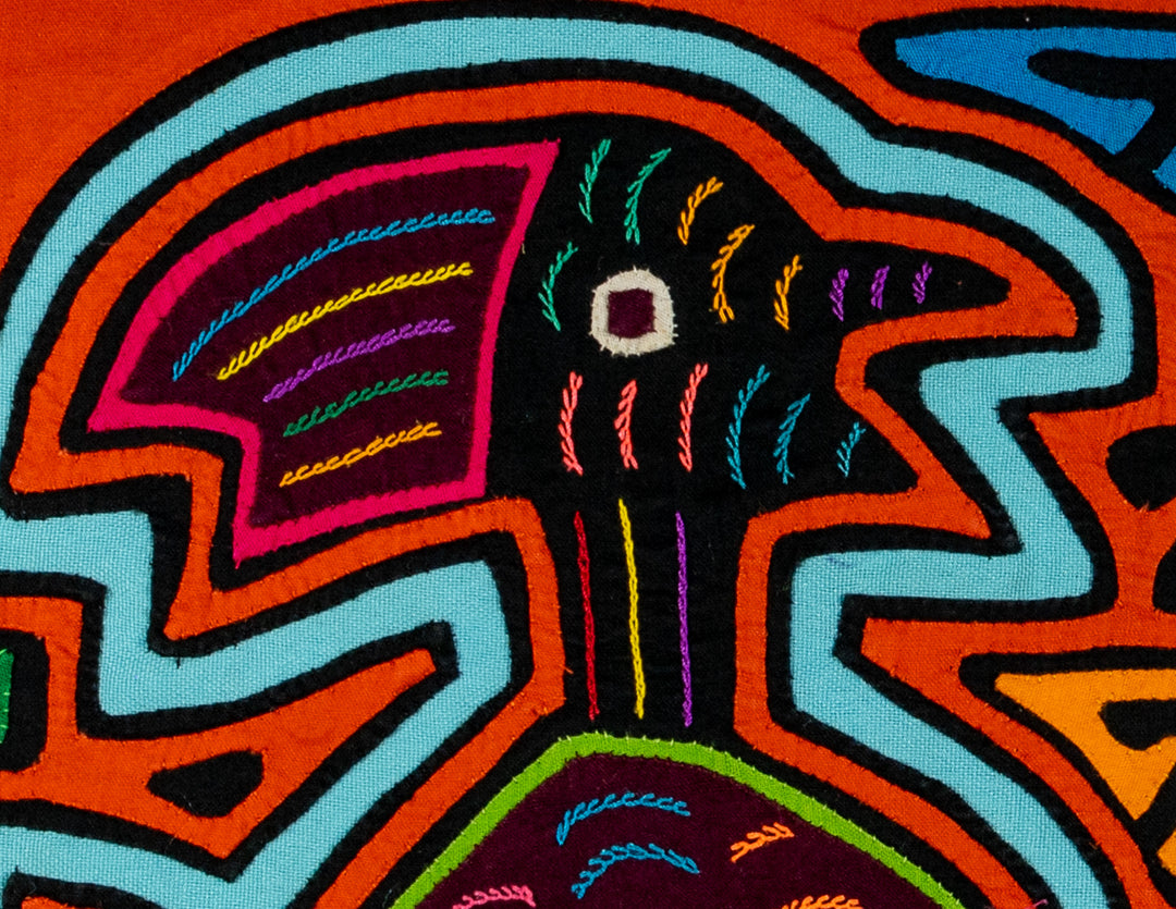 Orange And Turquoise Optical Illusion Bird Mola