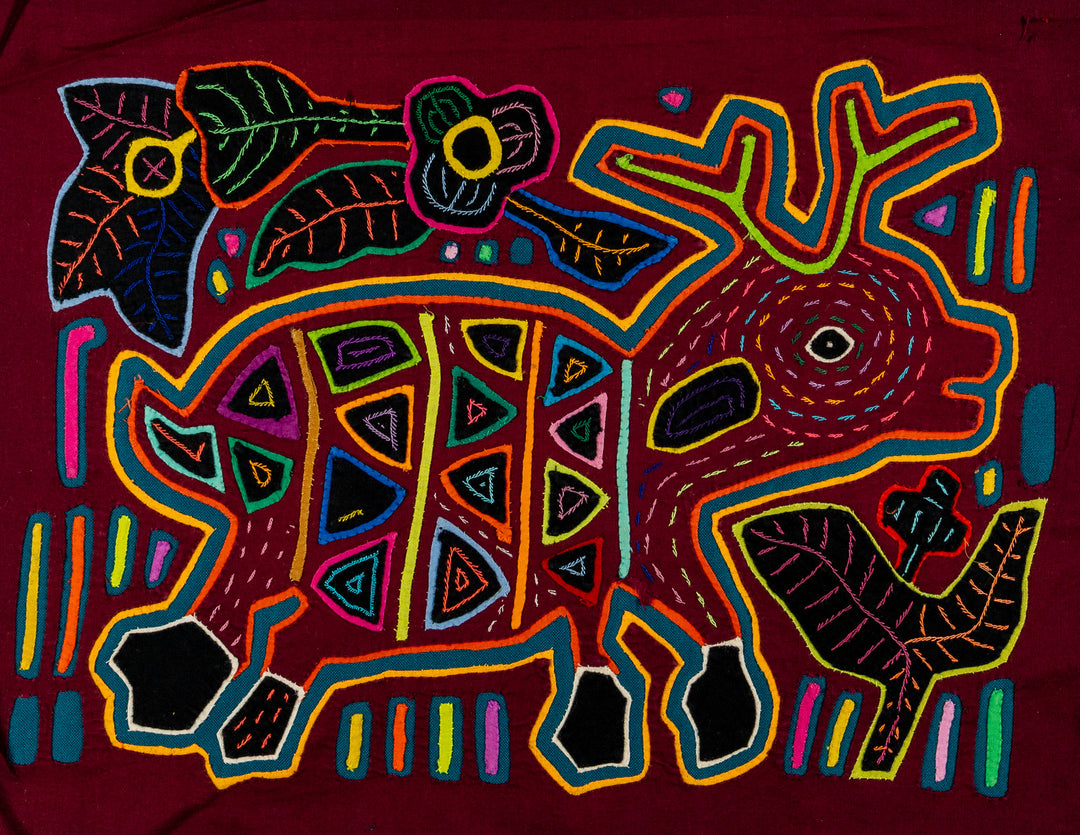 Burgundy Rainforest Raindeer Mola