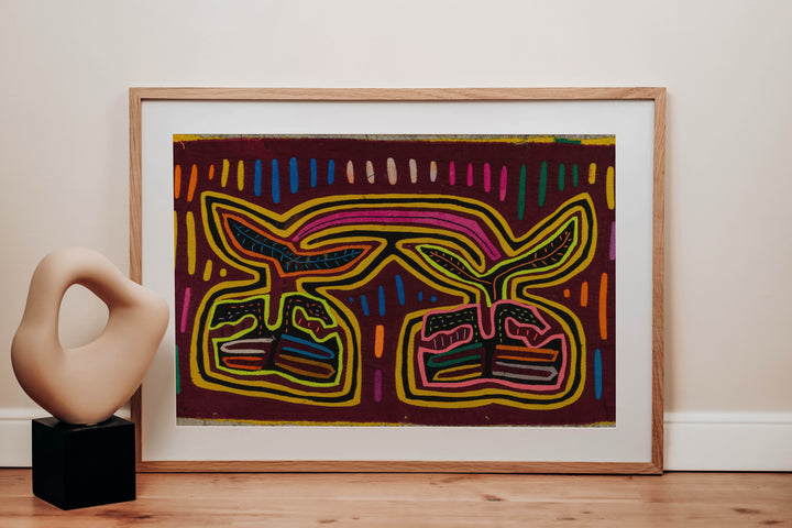 Burgundy And Gold Optical Illusion Mola