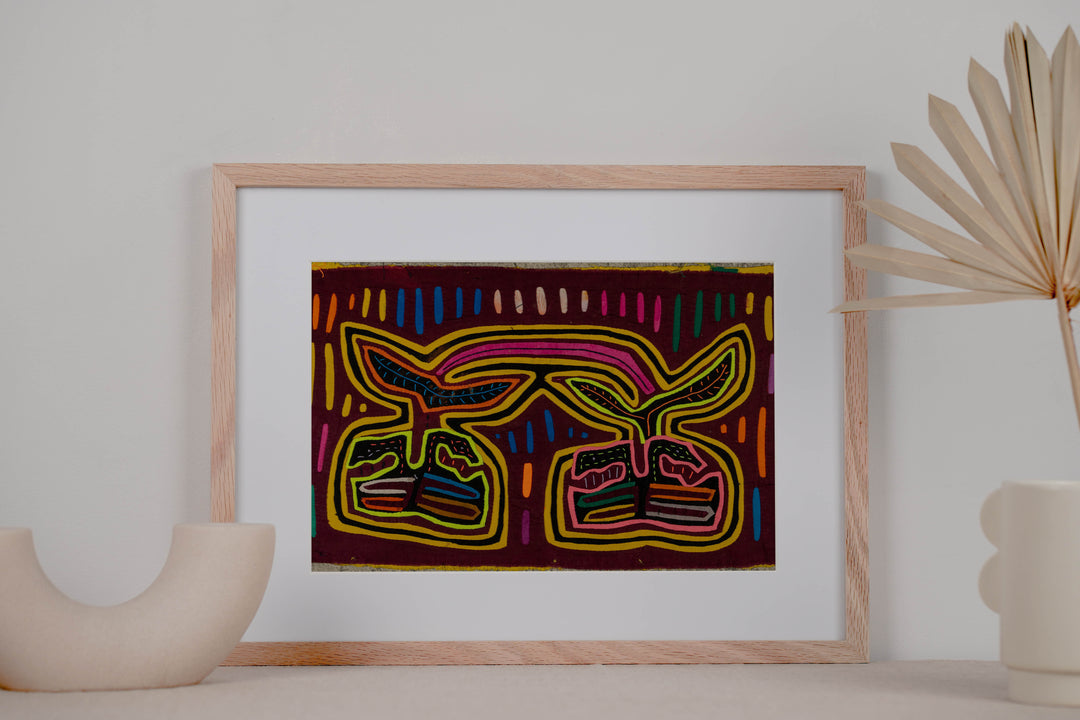 Burgundy And Gold Optical Illusion Mola