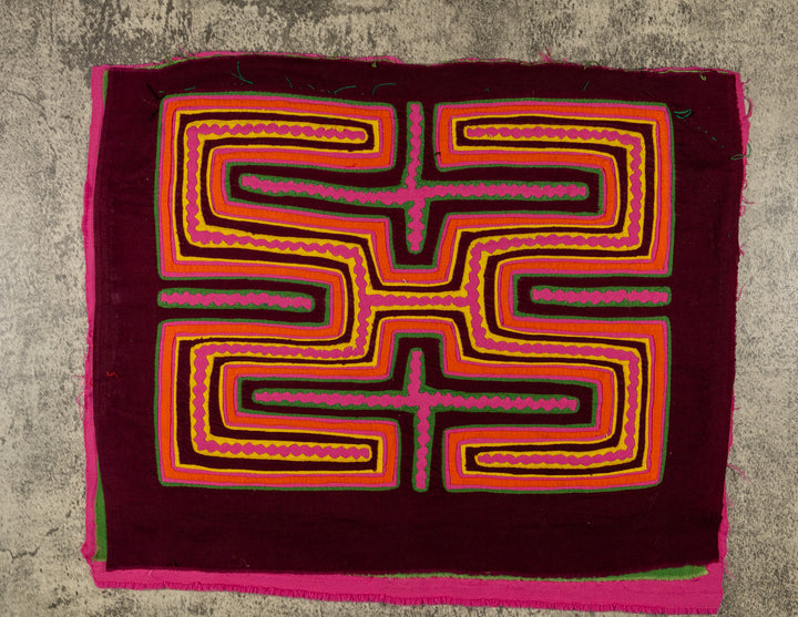 Burgundy Pink And Yellow Classic Design Mola