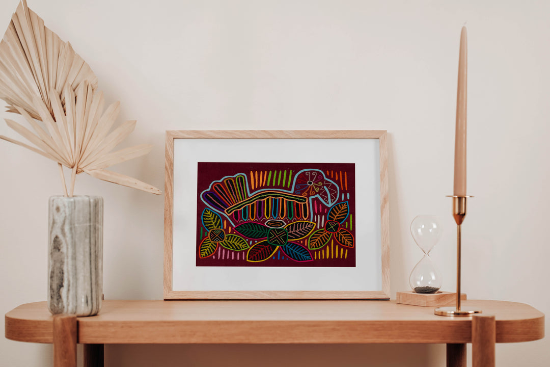 Burgundy And Turquoise Jungle Bird Mola