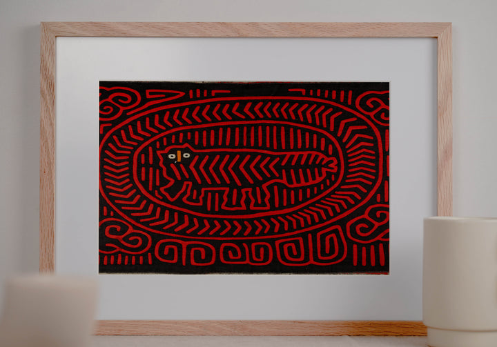 Black And Red Cheshire Cat Museum Quality Mola
