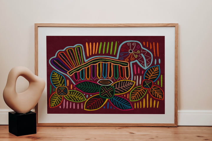 Burgundy And Turquoise Jungle Bird Mola