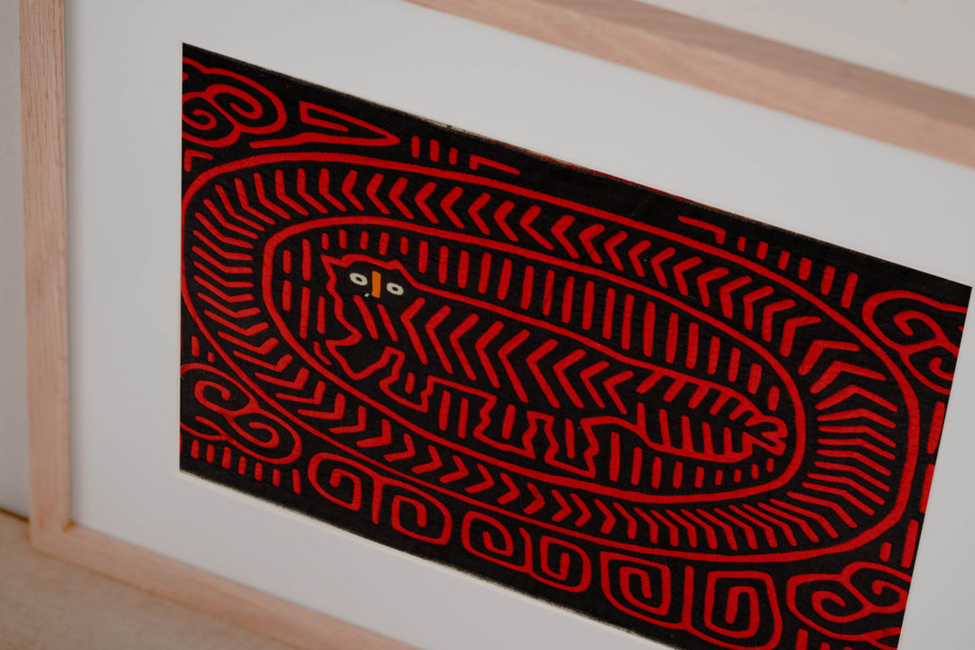 Black And Red Cheshire Cat Museum Quality Mola