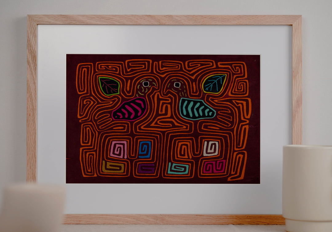 Burgundy And Orange Love Affair IN The Rainforest Mola