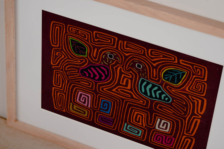 Burgundy And Orange Love Affair IN The Rainforest Mola