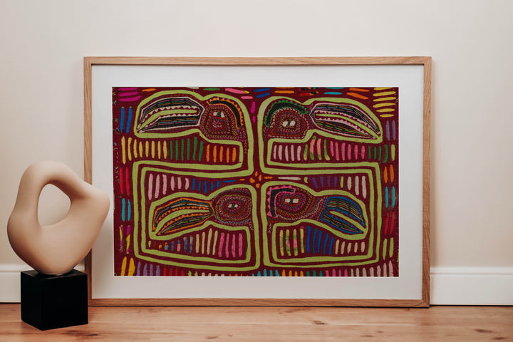 Vintage Talking Four Toucan Bird Mola