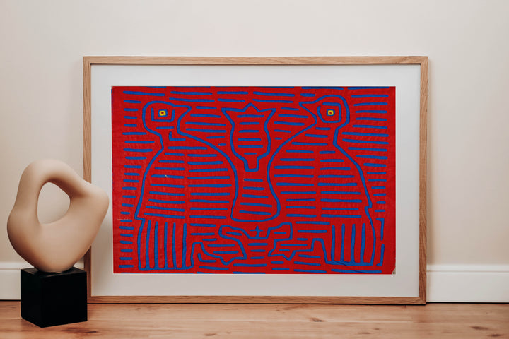 Vintage Red And Blue Who Me Optical Illusion Mola