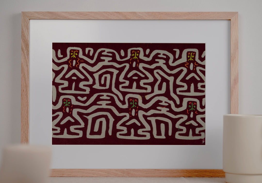 Maroon And White Conga Dancers Mola