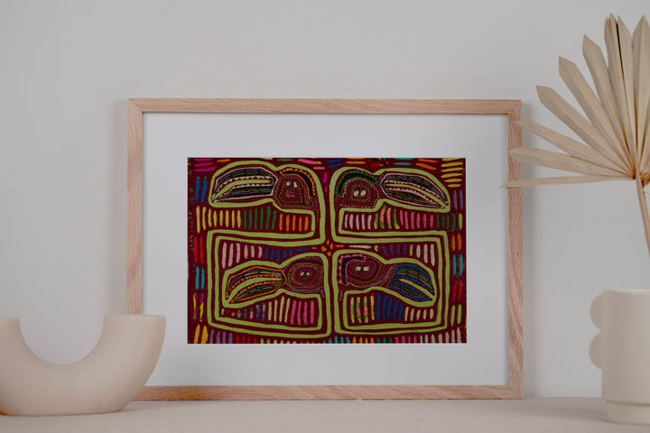 Vintage Talking Four Toucan Bird Mola