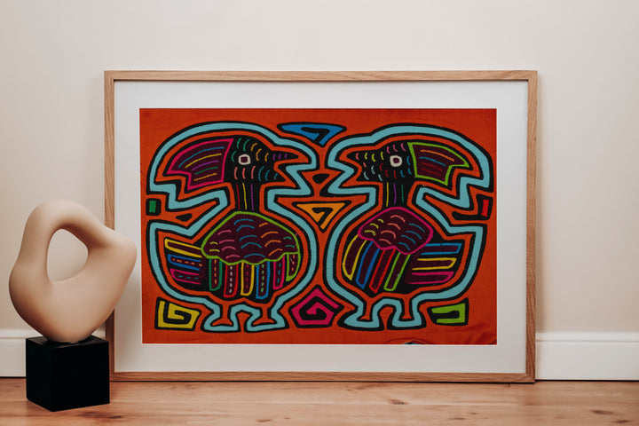Orange And Turquoise Optical Illusion Bird Mola