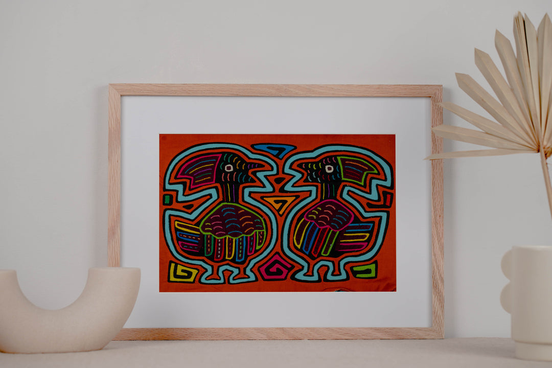 Orange And Turquoise Optical Illusion Bird Mola