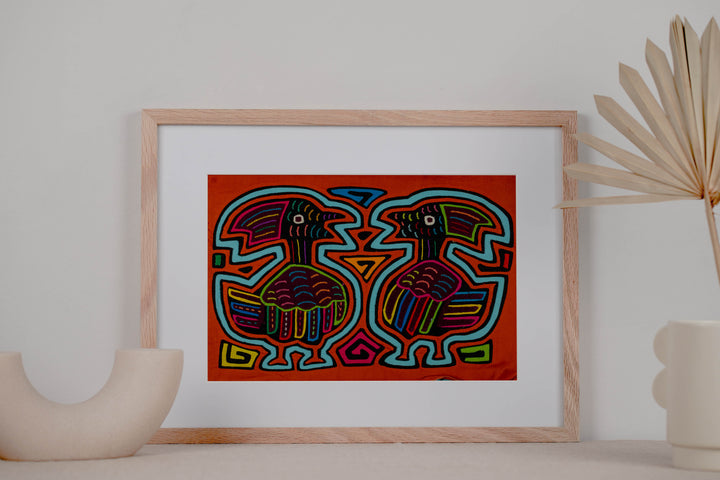 Orange And Turquoise Optical Illusion Bird Mola