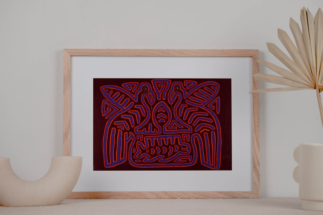 Burgundy Orange And Blue Seagull And Fish Mola