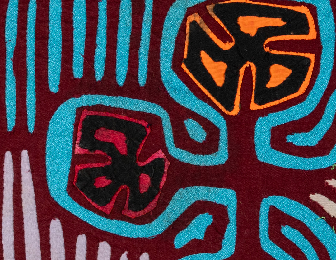 Burgundy And Turquoise Tropical Snowflake Mola