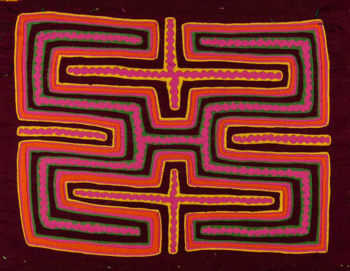 Burgundy Pink And Yellow Classic Design Mola