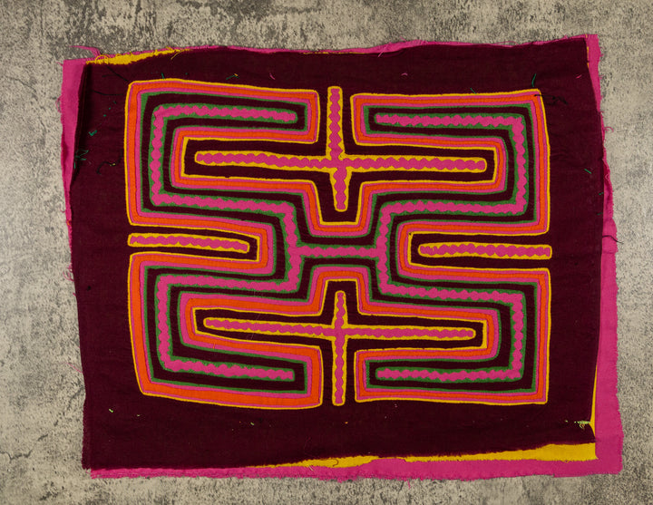 Burgundy Pink And Yellow Classic Design Mola