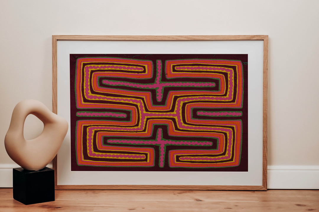 Burgundy Pink And Yellow Classic Design Mola