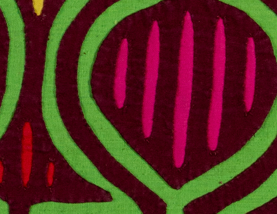 Burgundy And Green Twirling Dancer Mola