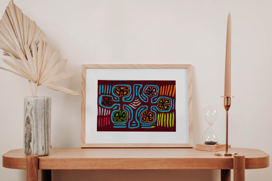 Burgundy And Turquoise Tropical Snowflake Mola