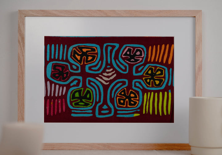 Burgundy And Turquoise Tropical Snowflake Mola