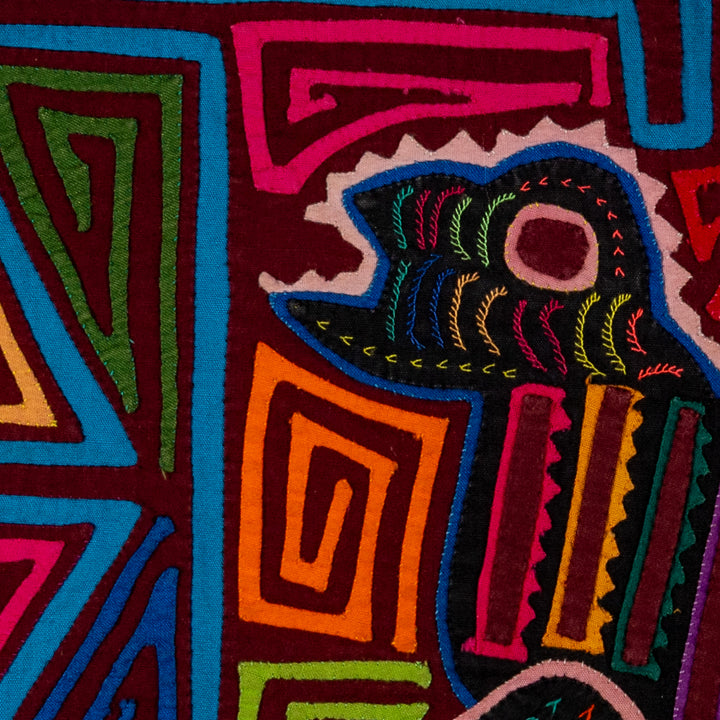 Burgundy And Turquoise Jungle Joker Mola