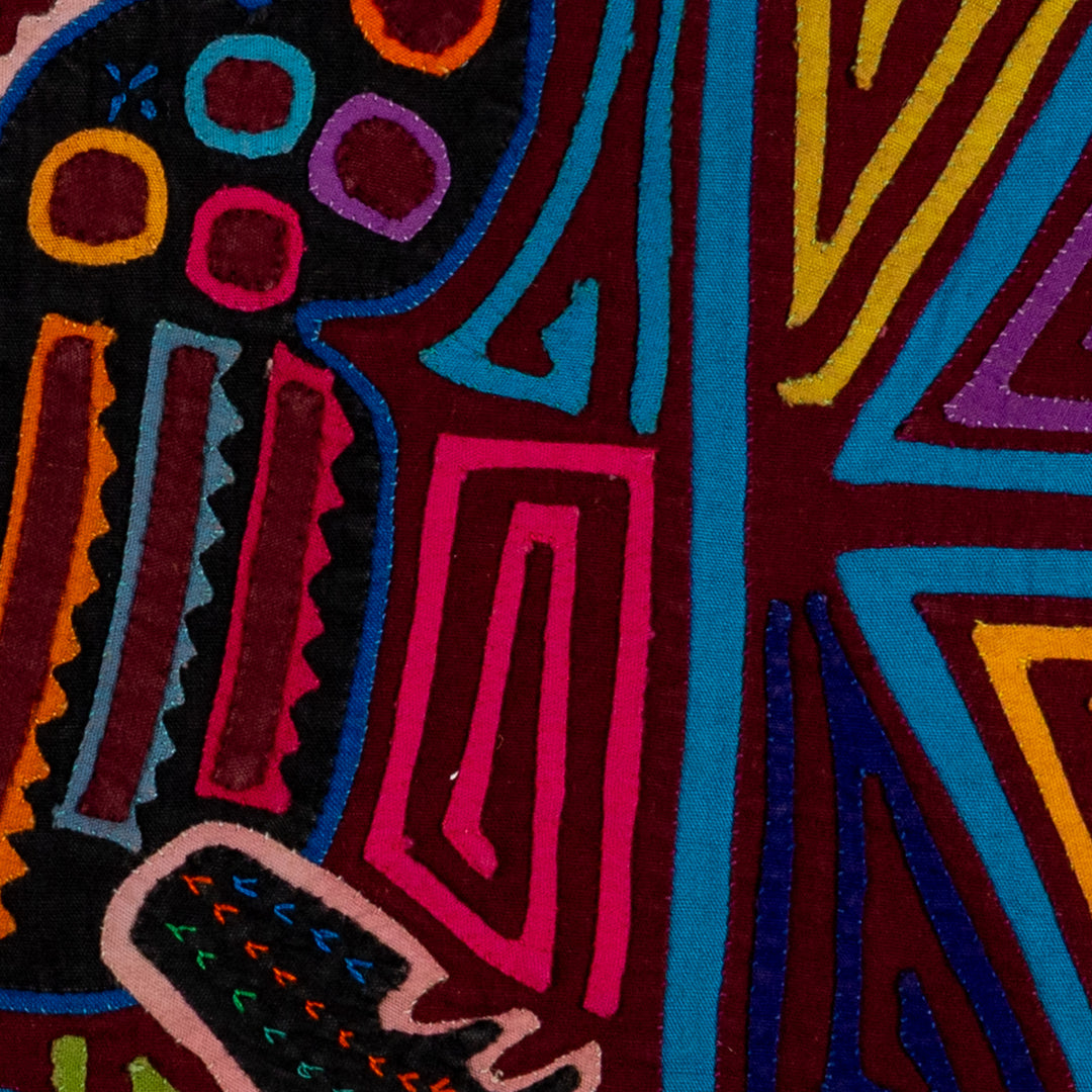 Burgundy And Turquoise Jungle Joker Mola