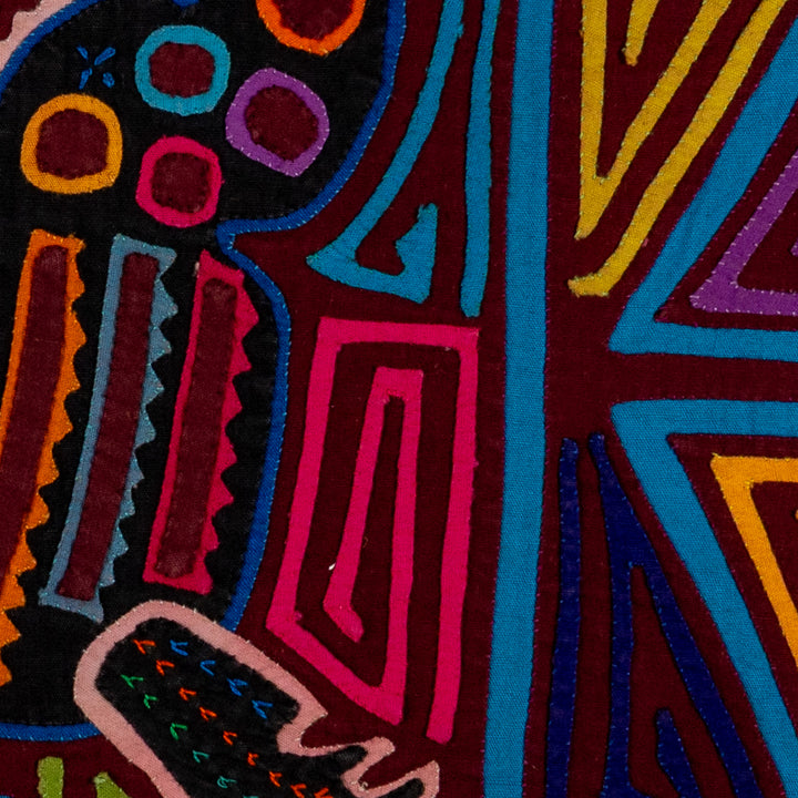 Burgundy And Turquoise Jungle Joker Mola