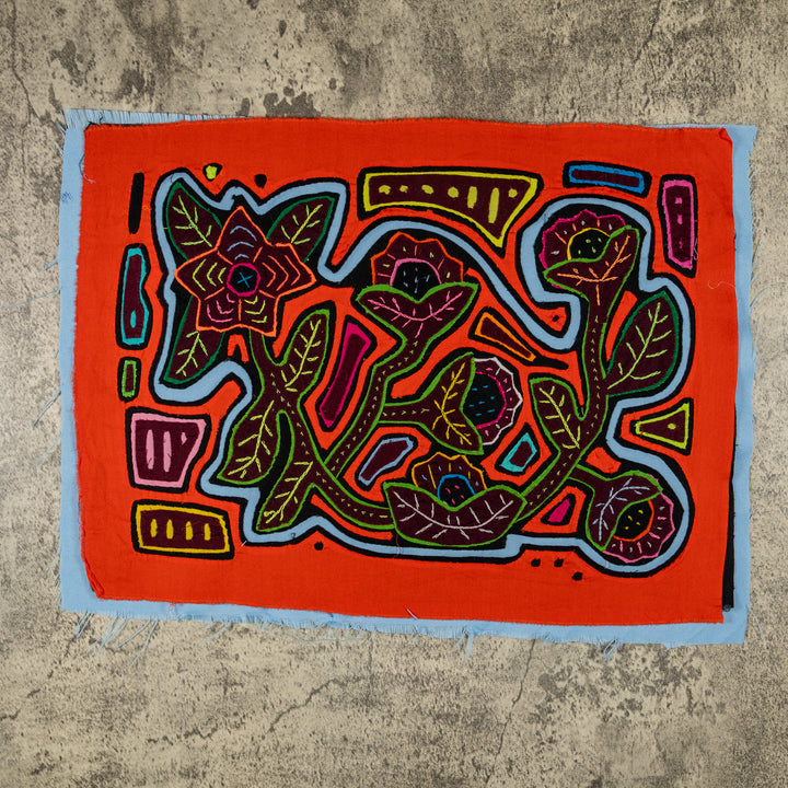 Orange And Blue Rainforest Floral Mola