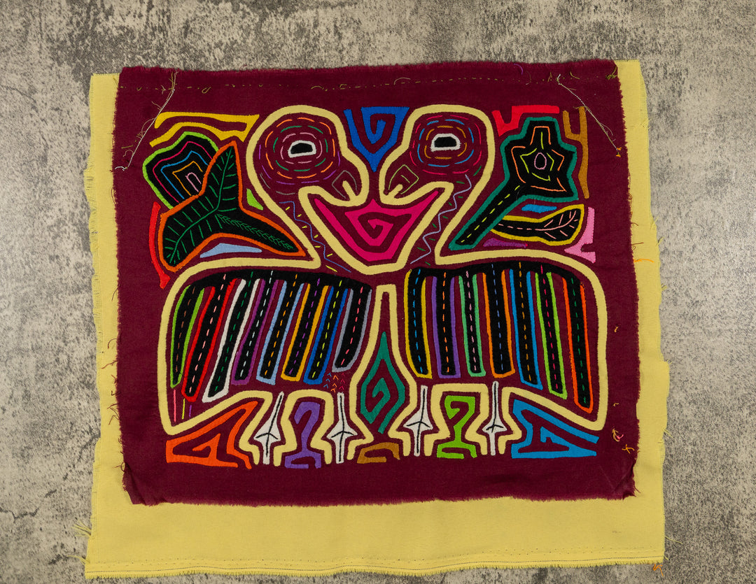 Burgundy And Yellow Optical Illusion Mola