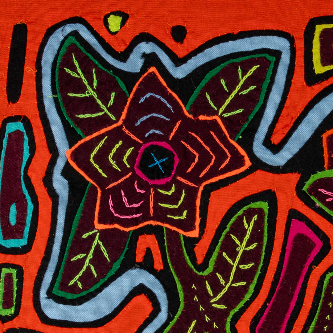 Orange And Blue Rainforest Floral Mola