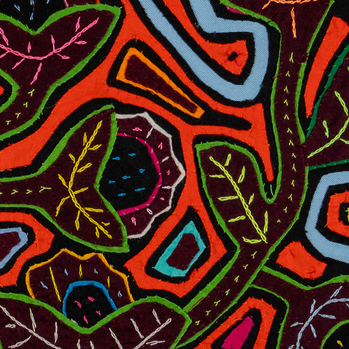 Orange And Blue Rainforest Floral Mola
