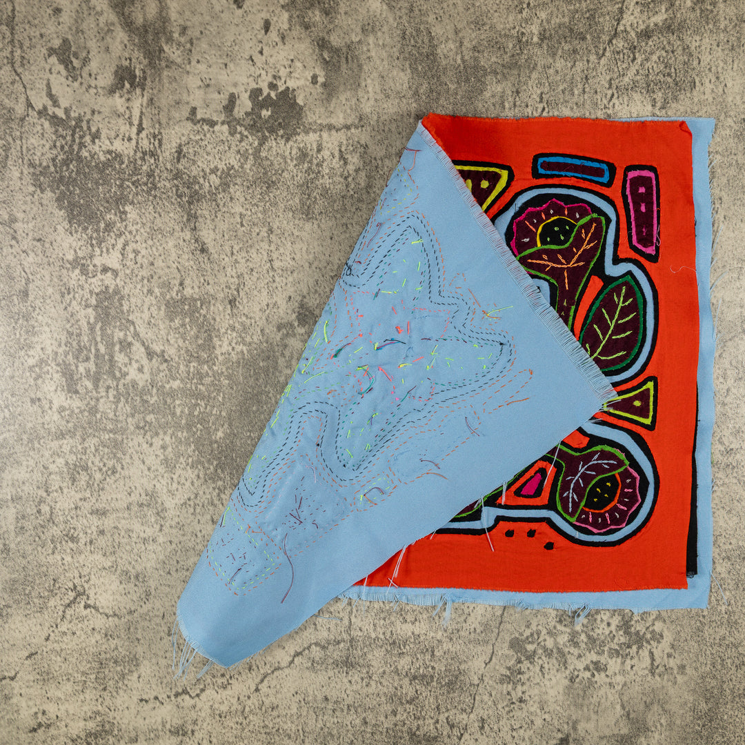 Orange And Blue Rainforest Floral Mola