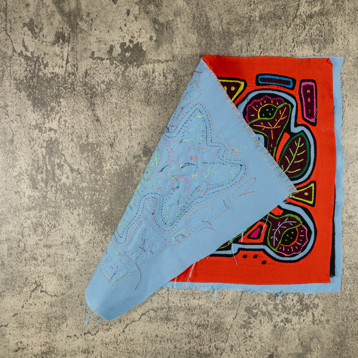 Orange And Blue Rainforest Floral Mola