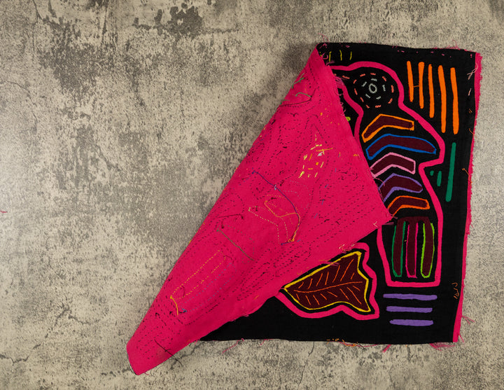 Black And Pink Bird And Turtle Wildlife Mola
