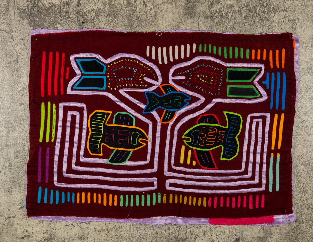 Burgundy And Purple Satin Fish And Bird Mola
