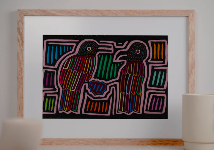 Pink And Black Bird Talk Mola