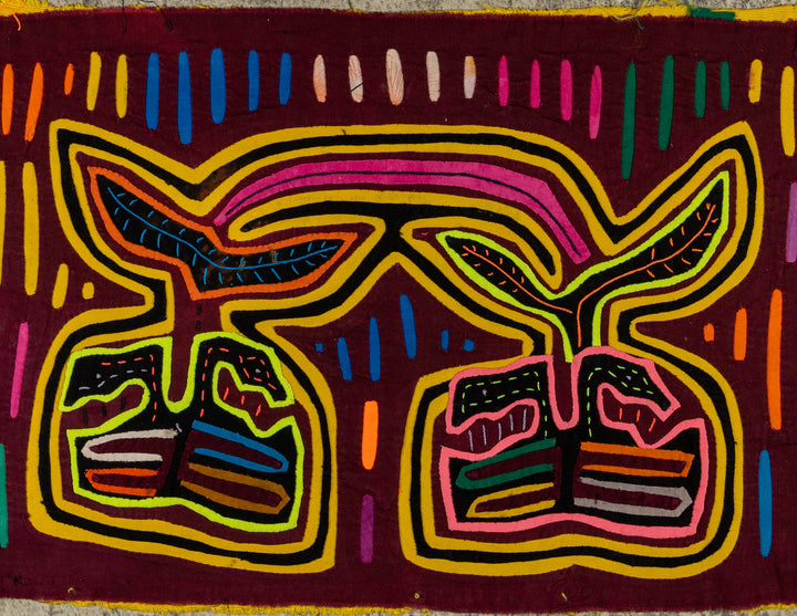 Burgundy And Gold Optical Illusion Mola