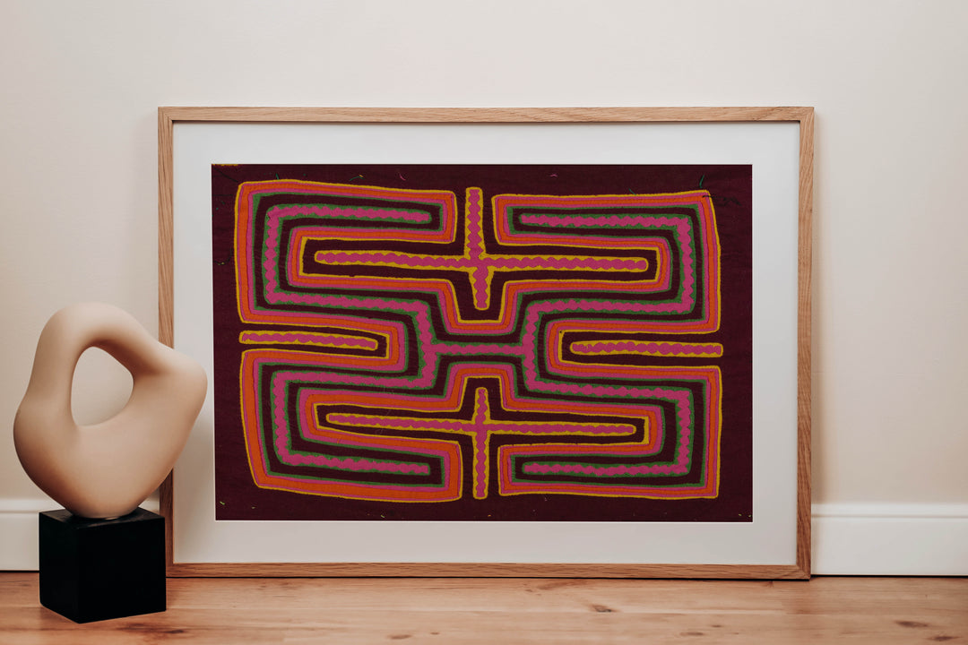 Burgundy Pink And Yellow Classic Design Mola
