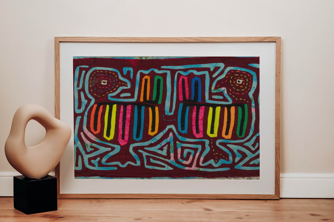 Burgundy And Blue Bird Of A Feather Mola