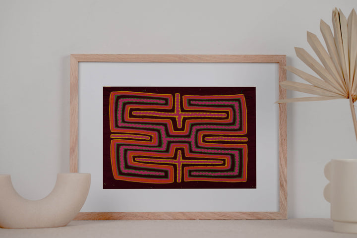 Burgundy Pink And Yellow Classic Design Mola