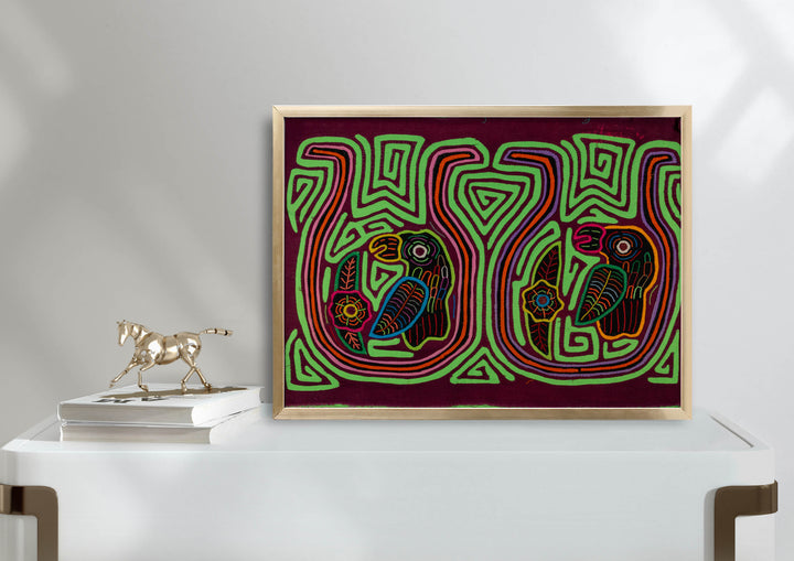 Burgundy And Green Parrot Bird In Vase Mola
