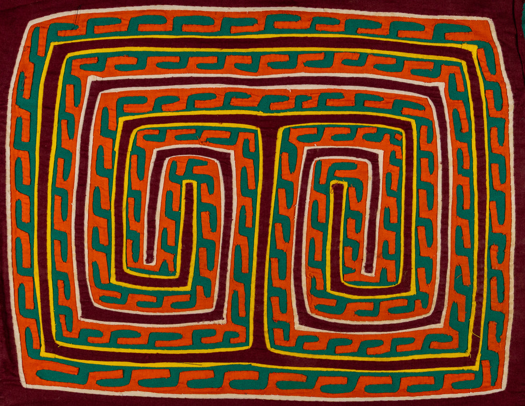 Orange And Green Hermit Crab Trail Design Mola