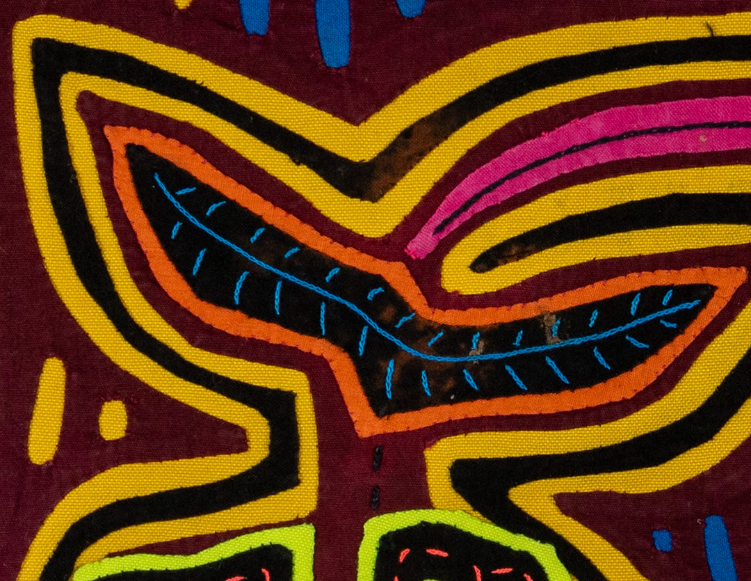 Burgundy And Gold Optical Illusion Mola