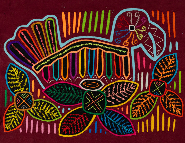 Burgundy And Turquoise Jungle Bird Mola